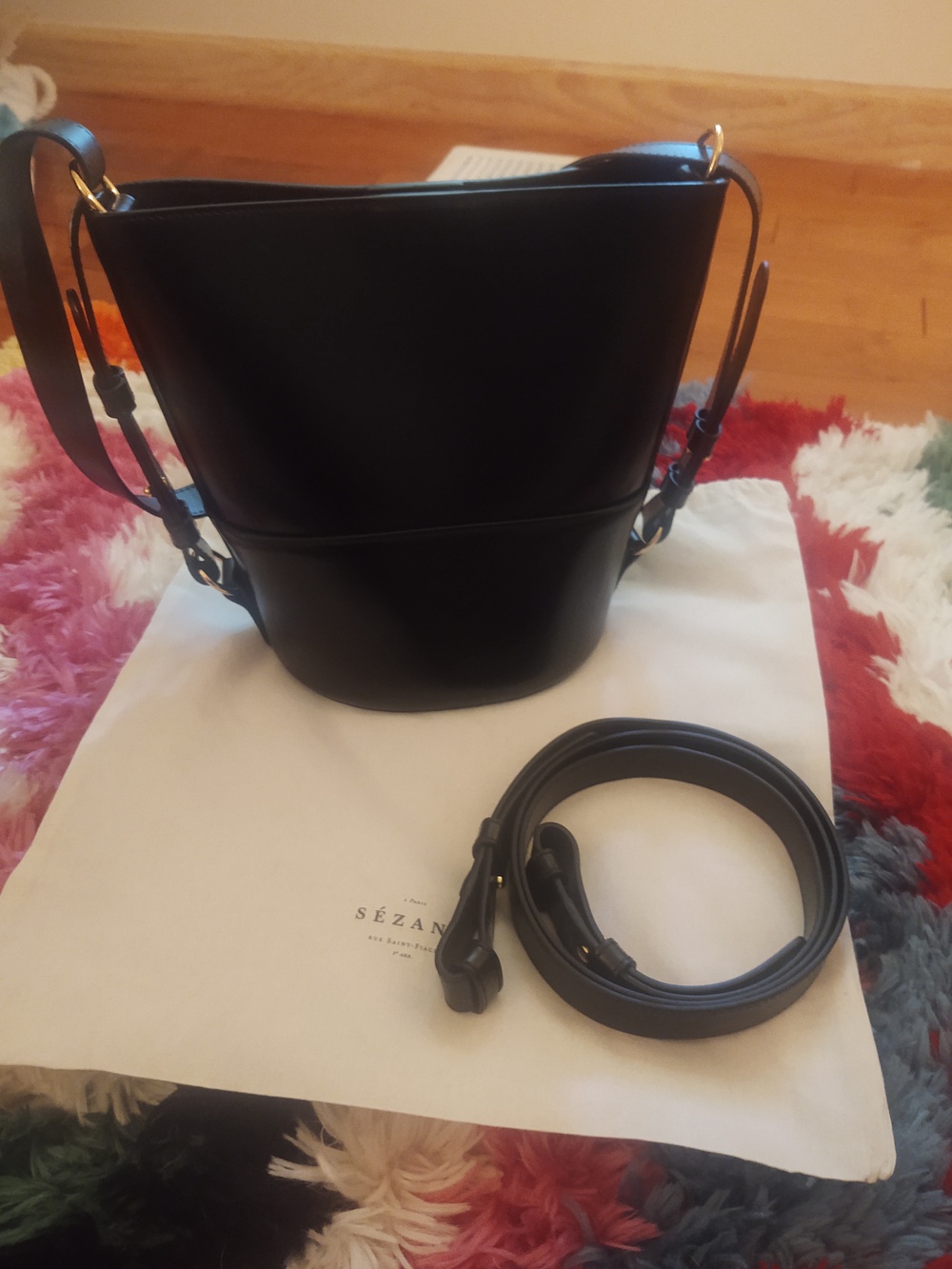 Sezane Gary Bag Glossy Black - Size TU